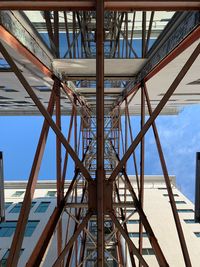 Low angle view of metallic structure against sky