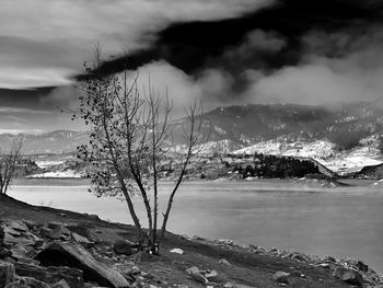 Scenic view of sea against sky during winter