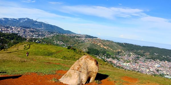 Scenic view of townscape against sky