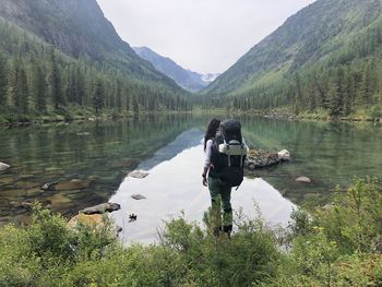 Scenic view of lake and mountains