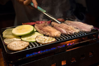 Food on barbecue grill