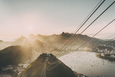 Panoramic view of snow covered mountains against sky during sunset