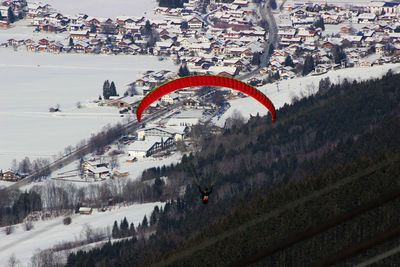 View of person parachuting