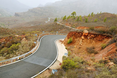 High angle view of empty road amidst landscape