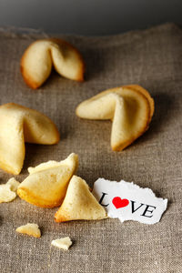 Close-up of cookies on table