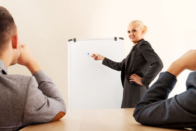 Business colleagues having meeting in office