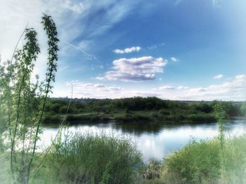 Scenic view of lake against sky