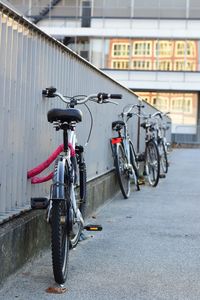 Bicycles parked in city