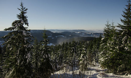 Scenic view of mountains against clear sky