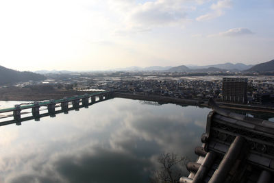 Reflection of buildings in city