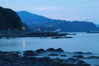 View of lake at night