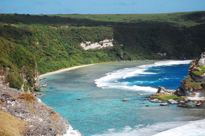 High angle view of beach against sky