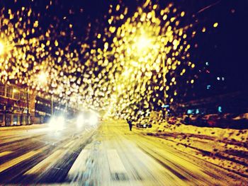 Blurred motion of road at night
