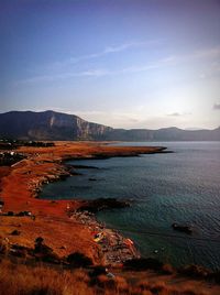 Scenic view of sea against sky during sunset