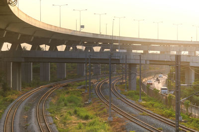 Railroad tracks in city