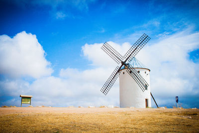 Wind turbines on field