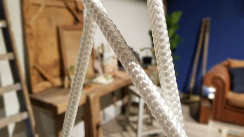 Close-up of rope on boat