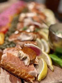 Close-up of food on table