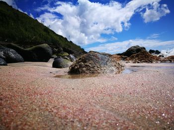 Scenic view of beach against sky