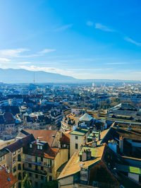 High angle view of townscape against sky