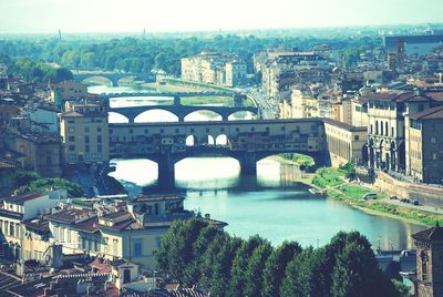 High angle view of bridge over river