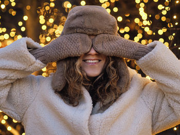 Portrait of woman wearing warm clothing