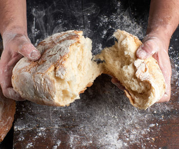 Close-up of person preparing food