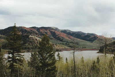 Scenic view of landscape and mountains against sky