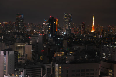 Illuminated cityscape at night