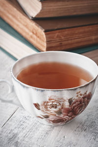 High angle view of tea on table