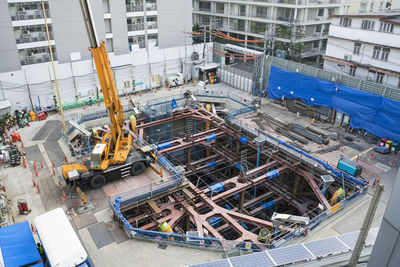 High angle view of construction site