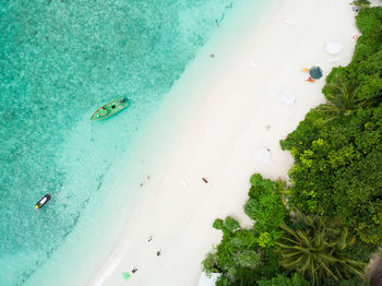 High angle view of people on beach