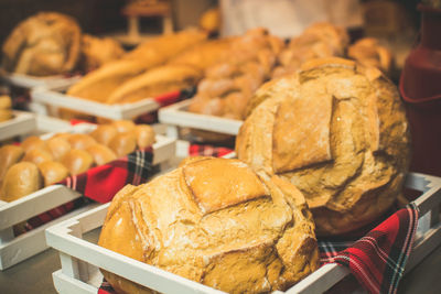 Close-up of fake bread on table at store