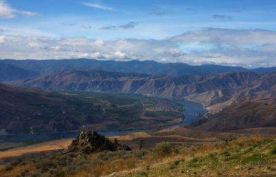 Scenic view of mountains against sky