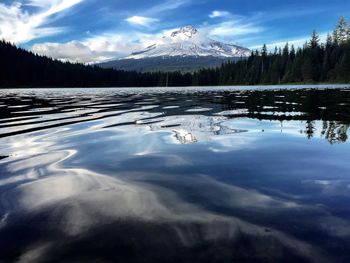 Scenic view of lake against sky during winter