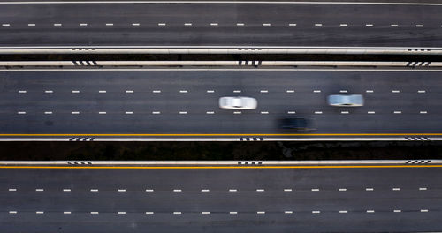 High angle view of traffic on road in city