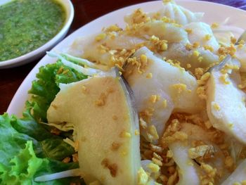 Close-up of food served in plate