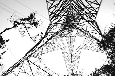 Low angle view of electricity pylon against sky