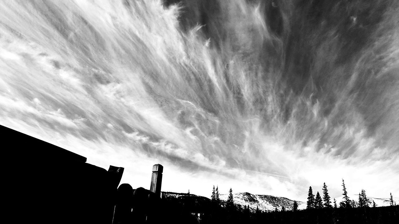 LOW ANGLE VIEW OF SILHOUETTE BUILDING AGAINST SKY