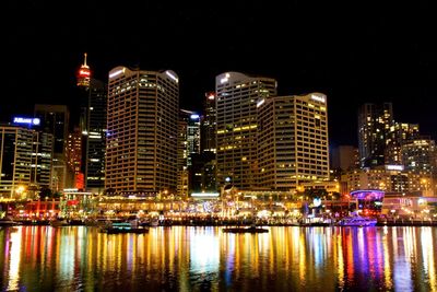 City lit up at night