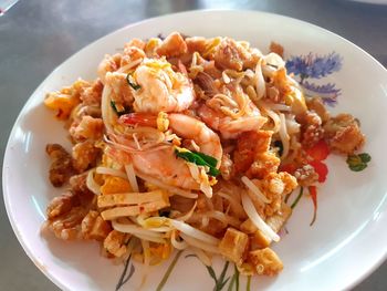 Close-up of pasta served in plate