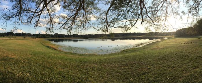 Scenic view of lake against sky