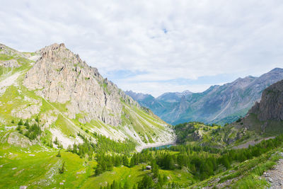 Scenic view of mountains against sky