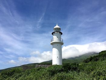 Low angle view of lighthouse against sky