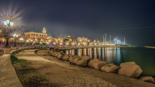 Illuminated city at night