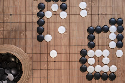 High angle view of full frame shot of chess