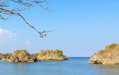 Scenic view of sea against clear sky