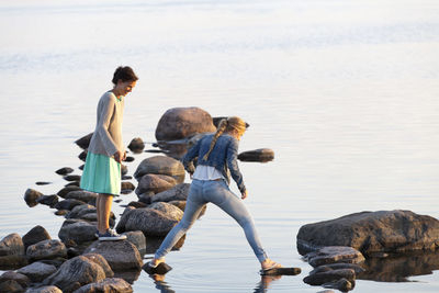 Mother with daughter at sea, oland, sweden