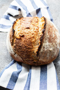 Homemade artisan sourdough whole wheat bread. healthy bread and organic food.