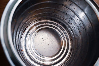 High angle view of light seen through coffee can.